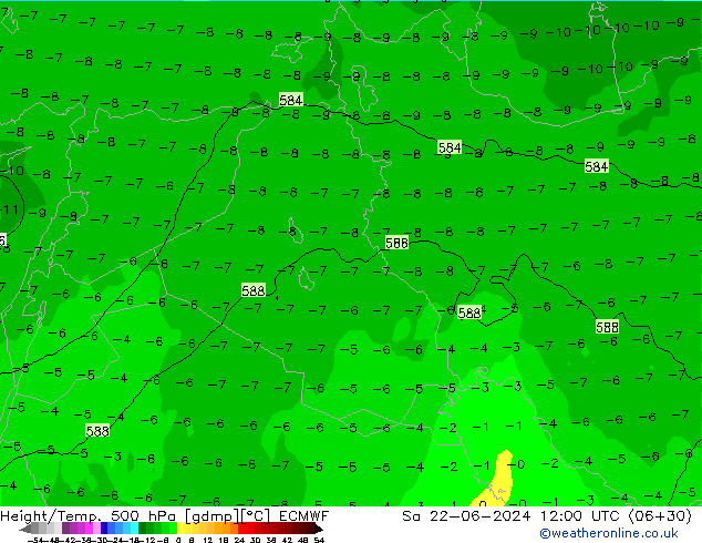 Height/Temp. 500 hPa ECMWF Sáb 22.06.2024 12 UTC