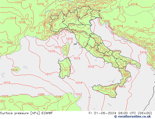 Yer basıncı ECMWF Cu 21.06.2024 06 UTC