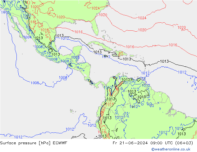 Surface pressure ECMWF Fr 21.06.2024 09 UTC