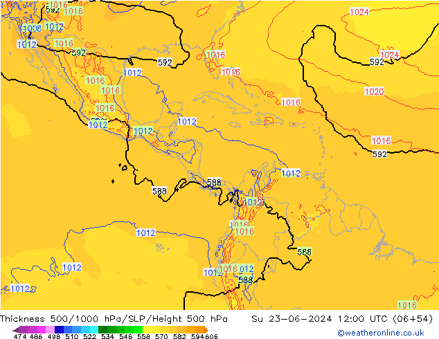 Thck 500-1000hPa ECMWF Su 23.06.2024 12 UTC