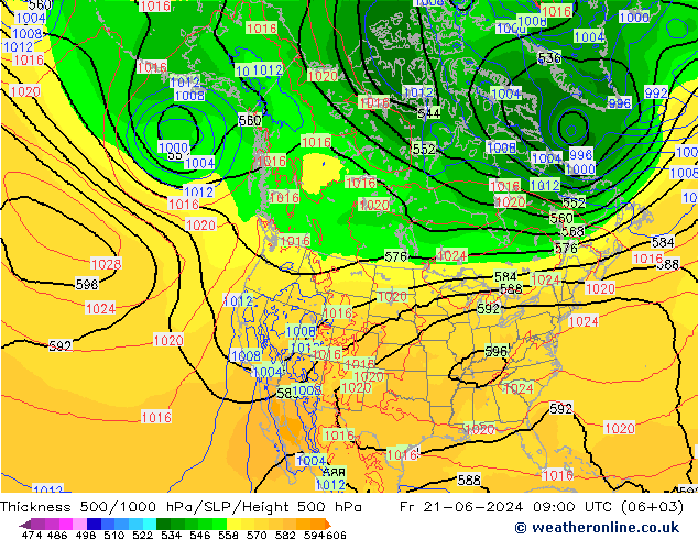 Thck 500-1000hPa ECMWF 星期五 21.06.2024 09 UTC