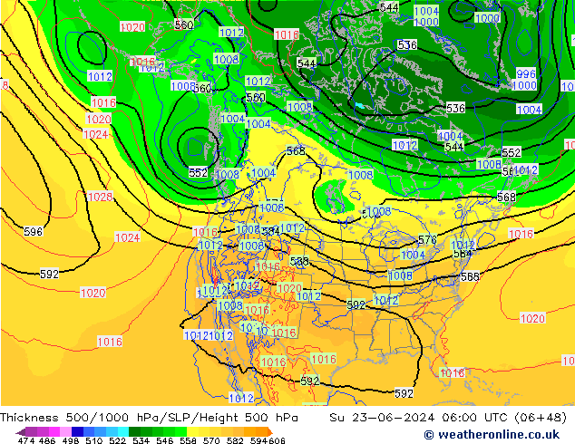 Thck 500-1000hPa ECMWF dom 23.06.2024 06 UTC