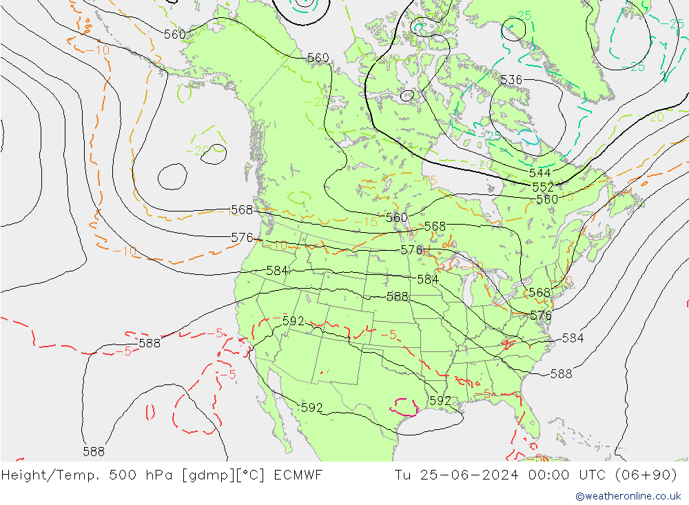 Height/Temp. 500 hPa ECMWF  25.06.2024 00 UTC