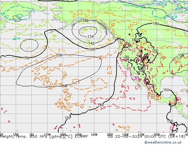 Z500/Rain (+SLP)/Z850 ECMWF сб 22.06.2024 00 UTC