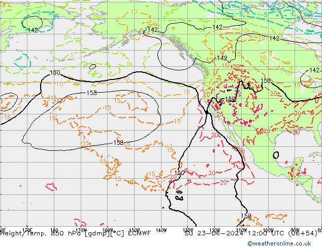 Z500/Rain (+SLP)/Z850 ECMWF Su 23.06.2024 12 UTC