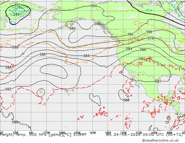 Z500/Rain (+SLP)/Z850 ECMWF Mo 24.06.2024 06 UTC