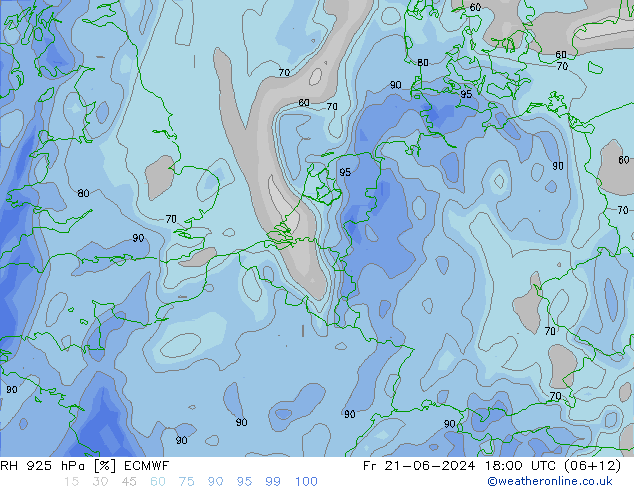 RH 925 hPa ECMWF Fr 21.06.2024 18 UTC