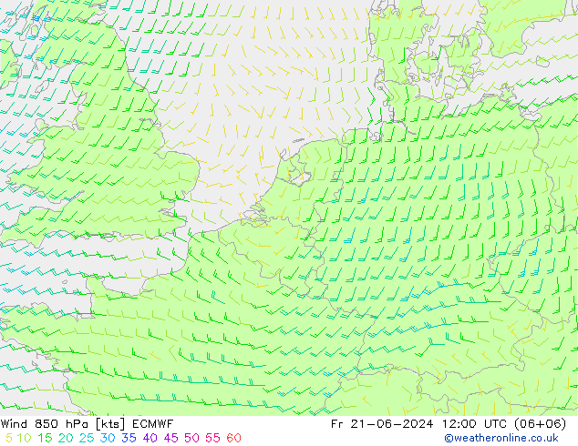 Viento 850 hPa ECMWF vie 21.06.2024 12 UTC