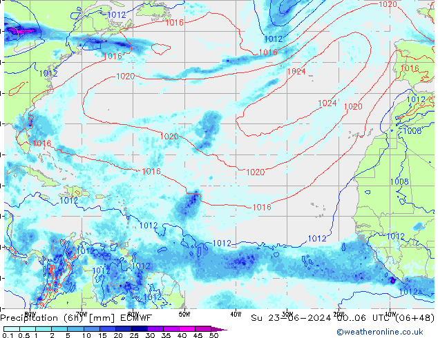 Z500/Rain (+SLP)/Z850 ECMWF Dom 23.06.2024 06 UTC