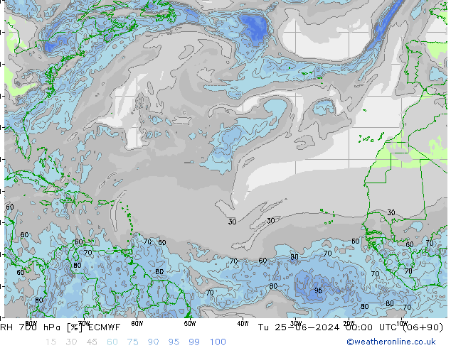 700 hPa Nispi Nem ECMWF Sa 25.06.2024 00 UTC