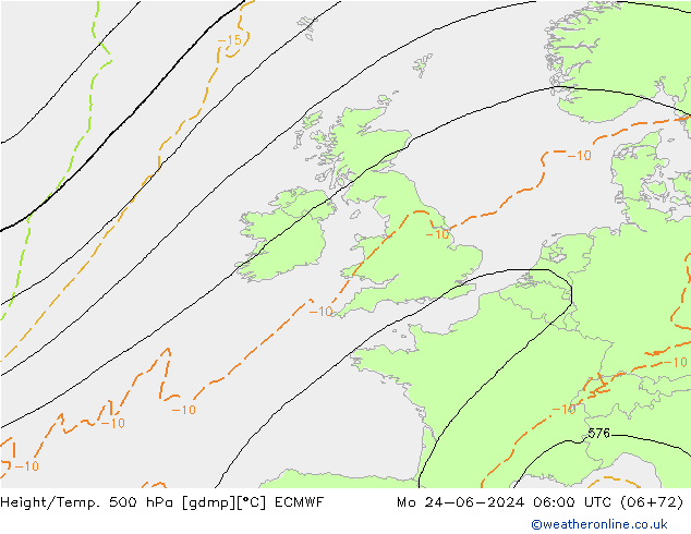 Z500/Rain (+SLP)/Z850 ECMWF пн 24.06.2024 06 UTC