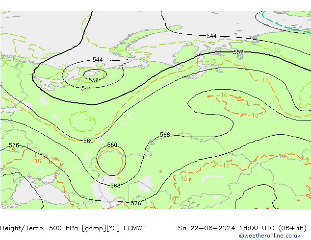 Z500/Rain (+SLP)/Z850 ECMWF sab 22.06.2024 18 UTC