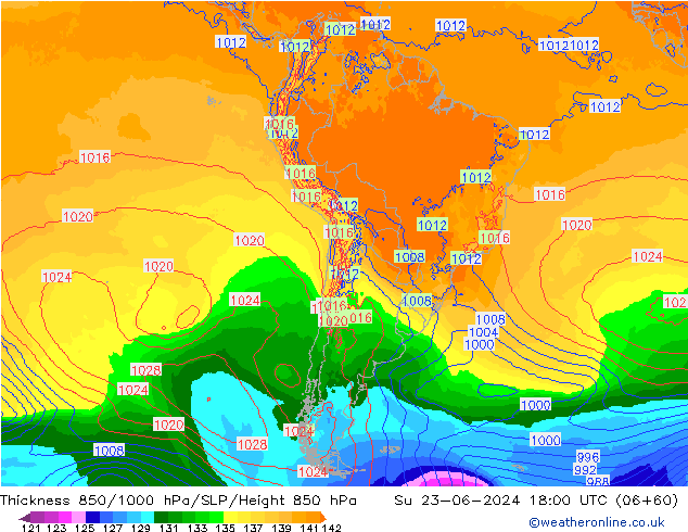 Thck 850-1000 hPa ECMWF Dom 23.06.2024 18 UTC