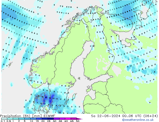 Z500/Rain (+SLP)/Z850 ECMWF Sa 22.06.2024 06 UTC