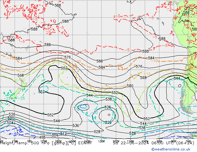 Z500/Rain (+SLP)/Z850 ECMWF so. 22.06.2024 06 UTC