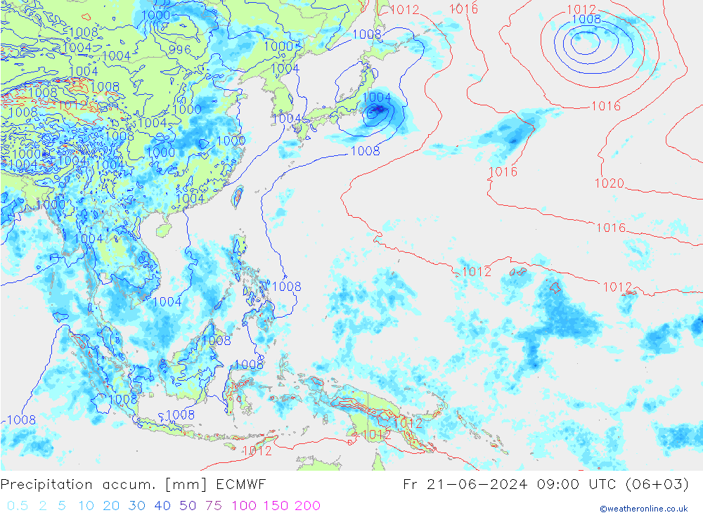 Toplam Yağış ECMWF Cu 21.06.2024 09 UTC