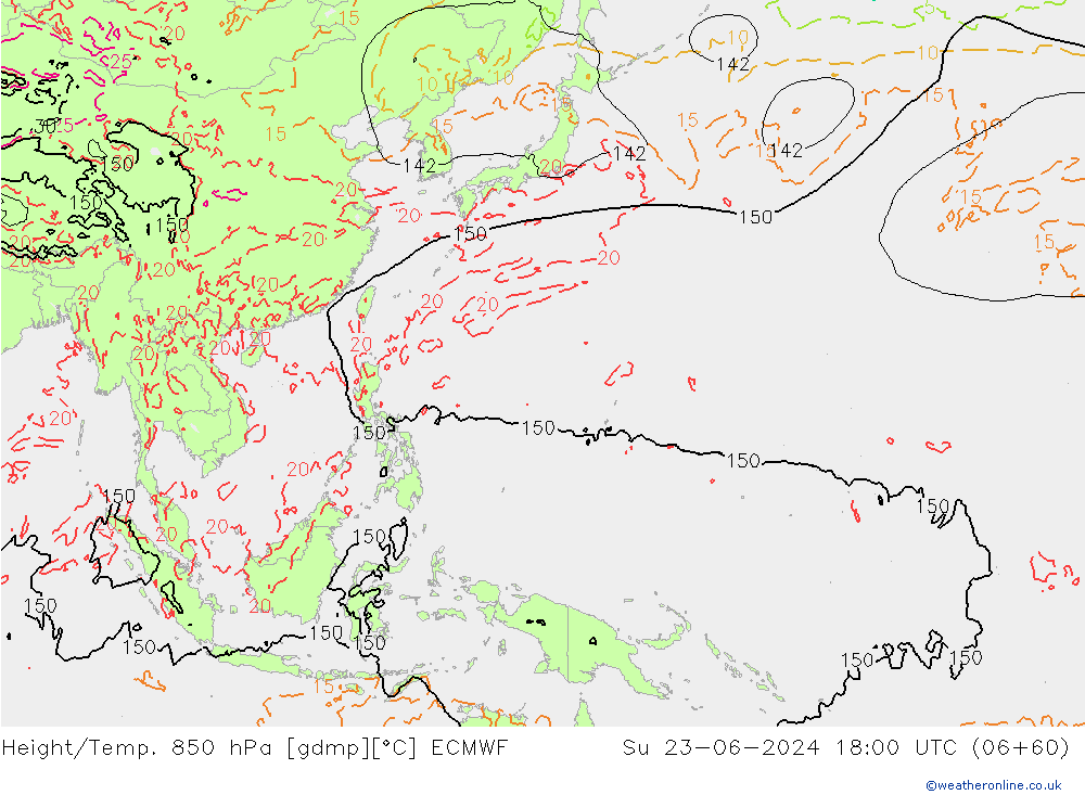 Z500/Rain (+SLP)/Z850 ECMWF Dom 23.06.2024 18 UTC