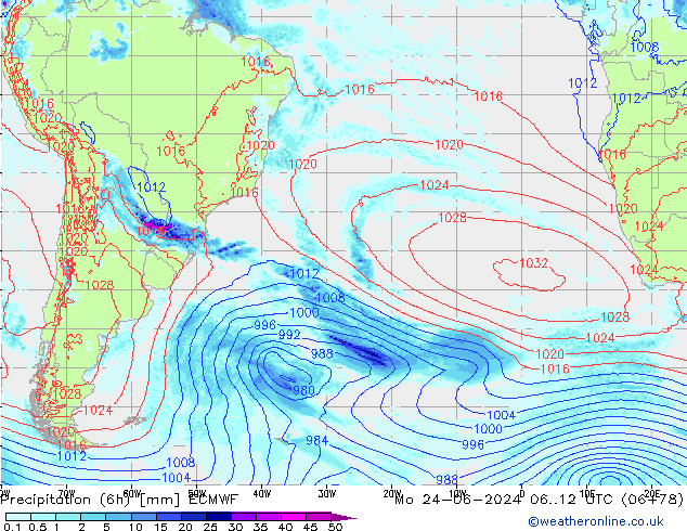 Z500/Rain (+SLP)/Z850 ECMWF Seg 24.06.2024 12 UTC