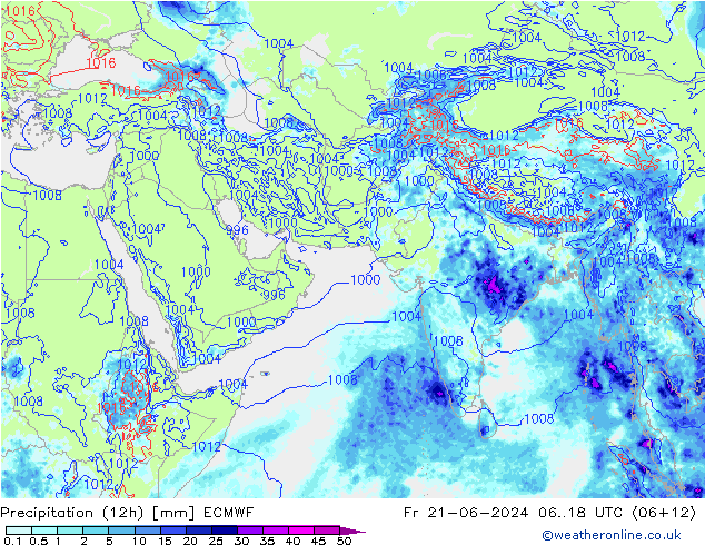 Precipitazione (12h) ECMWF ven 21.06.2024 18 UTC