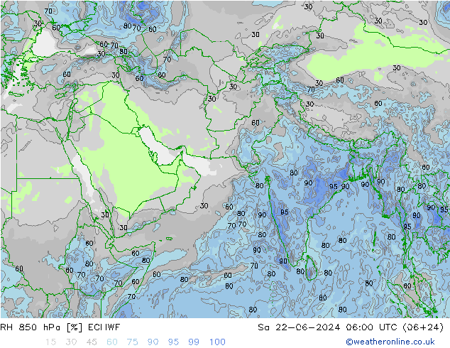 850 hPa Nispi Nem ECMWF Cts 22.06.2024 06 UTC