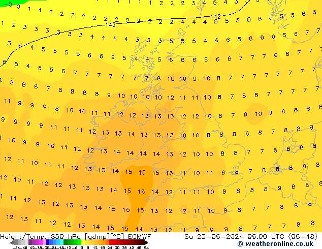 Z500/Rain (+SLP)/Z850 ECMWF dom 23.06.2024 06 UTC