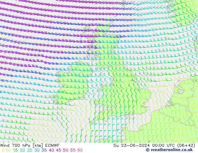 Wind 700 hPa ECMWF Ne 23.06.2024 00 UTC