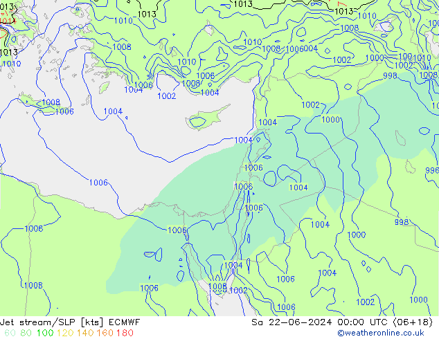 Jet stream/SLP ECMWF Sa 22.06.2024 00 UTC