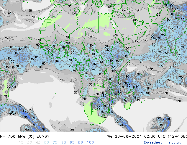 700 hPa Nispi Nem ECMWF Çar 26.06.2024 00 UTC