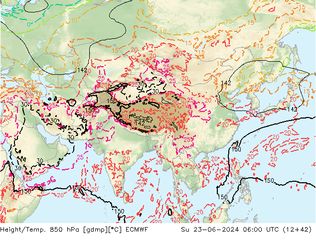 Z500/Rain (+SLP)/Z850 ECMWF dim 23.06.2024 06 UTC