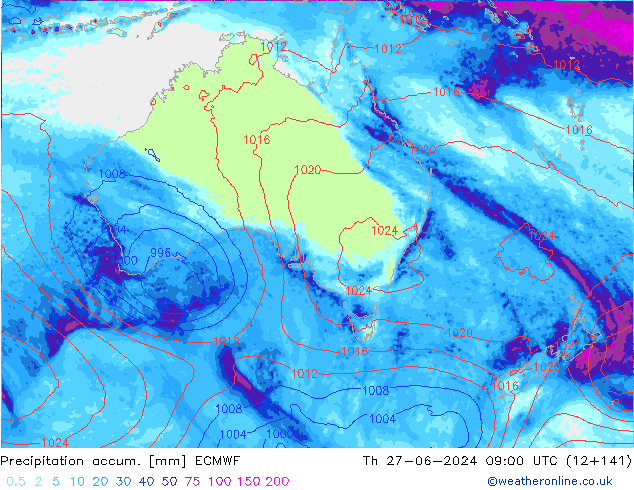 Totale neerslag ECMWF do 27.06.2024 09 UTC