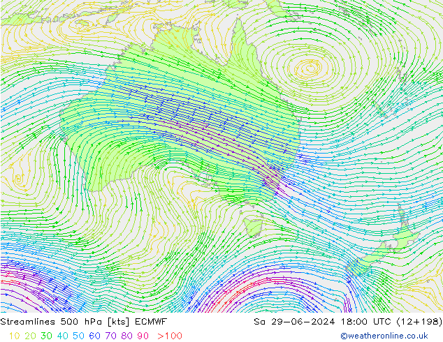 Streamlines 500 hPa ECMWF Sa 29.06.2024 18 UTC