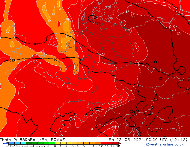 Theta-W 850hPa ECMWF Sa 22.06.2024 00 UTC