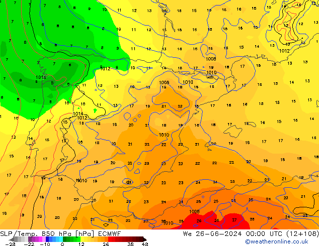 SLP/Temp. 850 hPa ECMWF We 26.06.2024 00 UTC