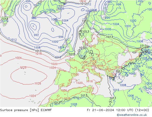 ciśnienie ECMWF pt. 21.06.2024 12 UTC