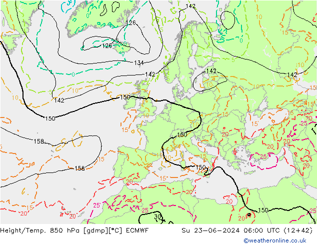 Z500/Rain (+SLP)/Z850 ECMWF dom 23.06.2024 06 UTC