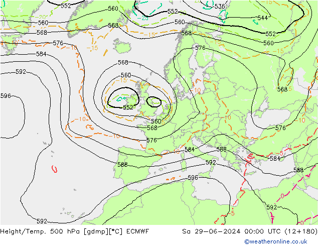 Z500/Rain (+SLP)/Z850 ECMWF Sáb 29.06.2024 00 UTC