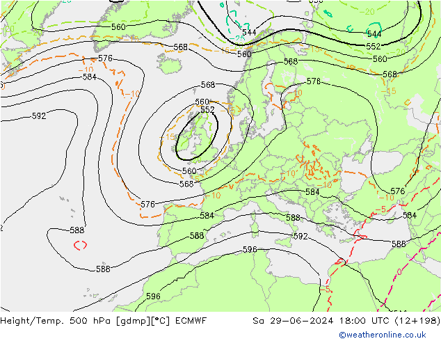 Z500/Rain (+SLP)/Z850 ECMWF Sáb 29.06.2024 18 UTC