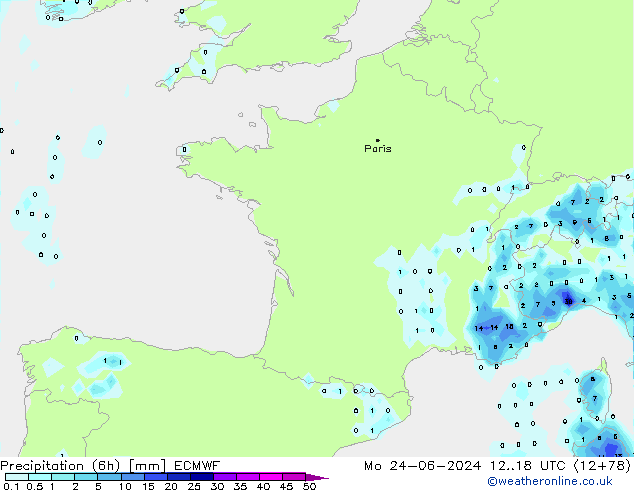 Z500/Rain (+SLP)/Z850 ECMWF Mo 24.06.2024 18 UTC