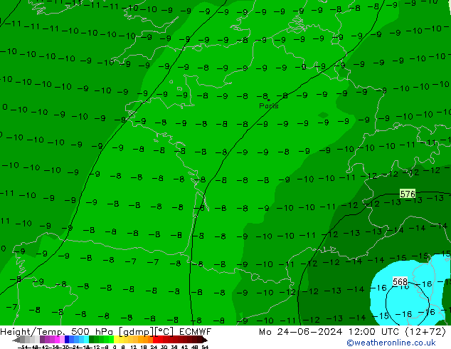 Z500/Rain (+SLP)/Z850 ECMWF lun 24.06.2024 12 UTC