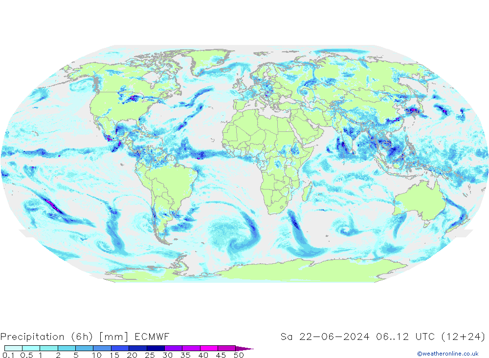 Z500/Rain (+SLP)/Z850 ECMWF Sa 22.06.2024 12 UTC