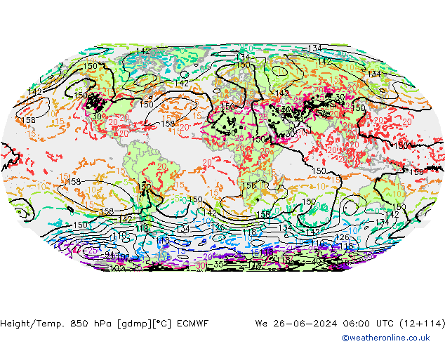 Z500/Rain (+SLP)/Z850 ECMWF śro. 26.06.2024 06 UTC