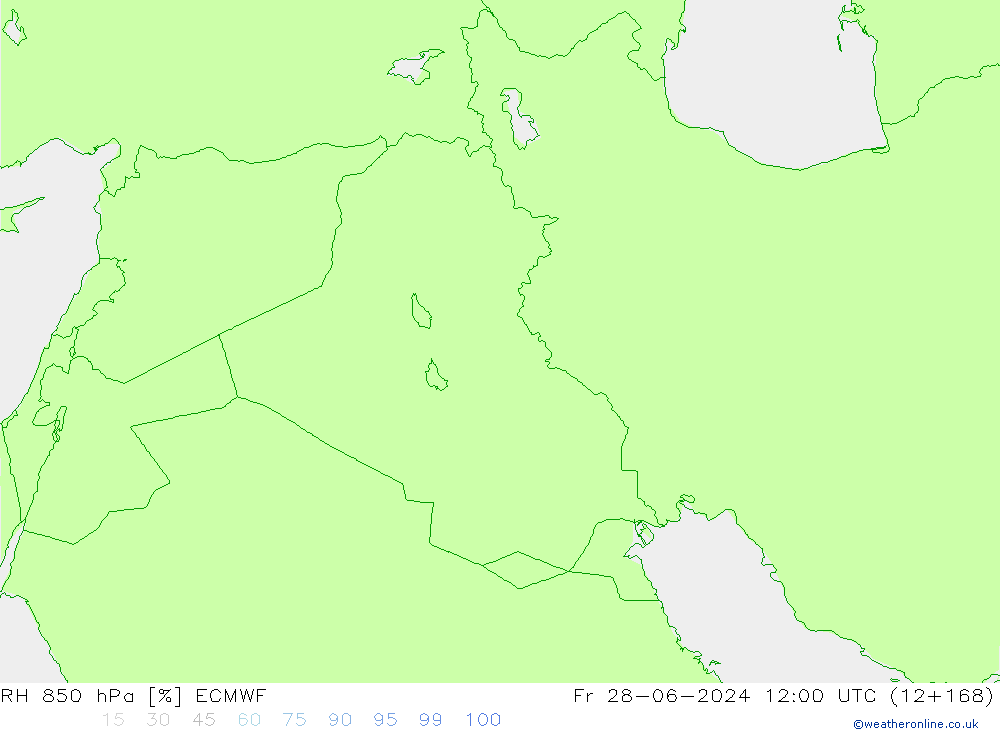 RH 850 hPa ECMWF Fr 28.06.2024 12 UTC