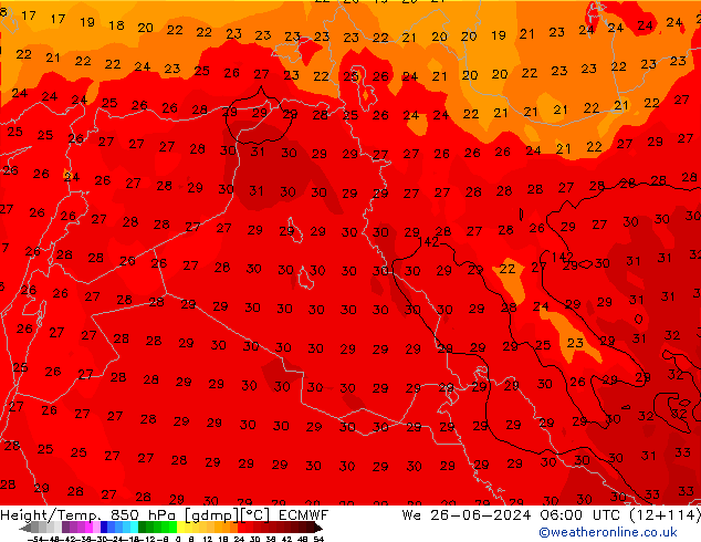 Z500/Rain (+SLP)/Z850 ECMWF ср 26.06.2024 06 UTC