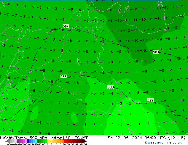 Z500/Yağmur (+YB)/Z850 ECMWF Cts 22.06.2024 06 UTC