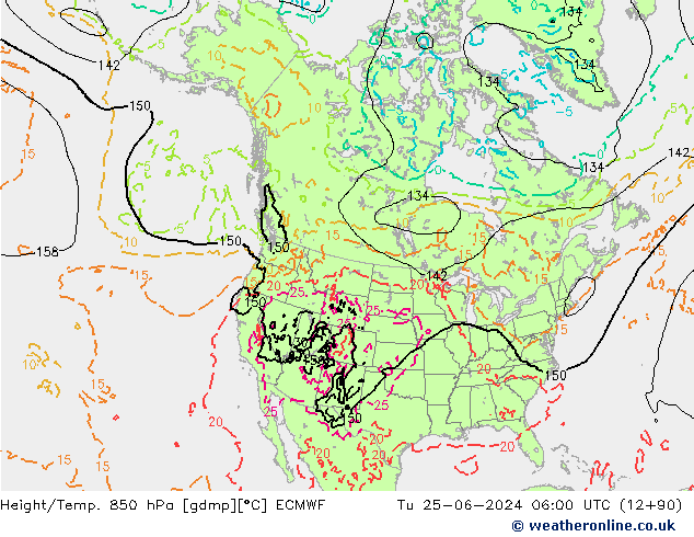 Z500/Regen(+SLP)/Z850 ECMWF di 25.06.2024 06 UTC