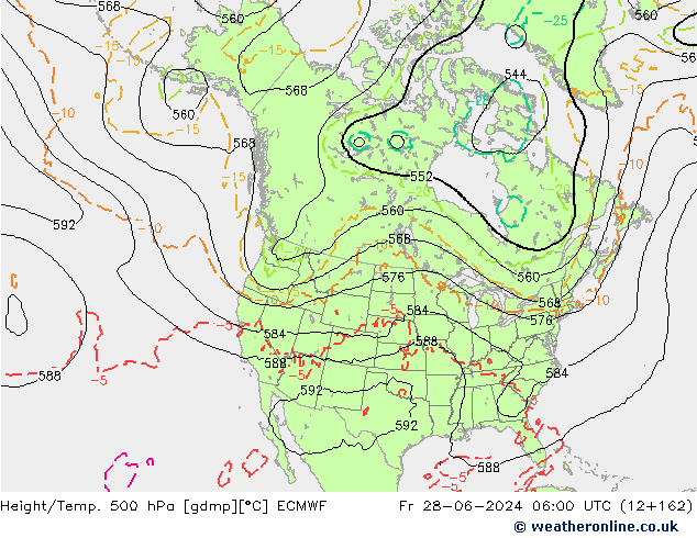 Height/Temp. 500 hPa ECMWF Sex 28.06.2024 06 UTC