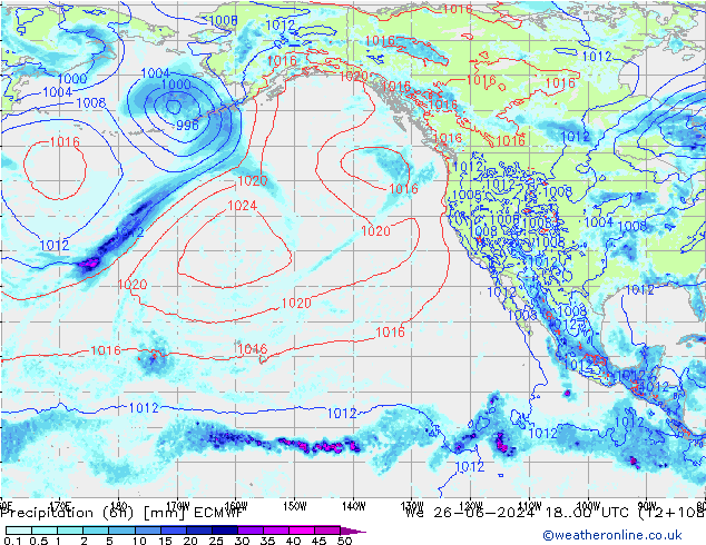 Z500/Rain (+SLP)/Z850 ECMWF We 26.06.2024 00 UTC