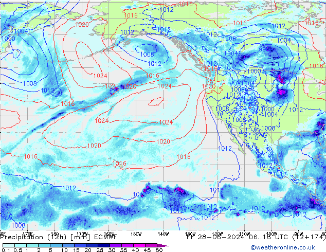 Precipitazione (12h) ECMWF ven 28.06.2024 18 UTC