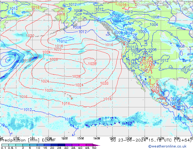 Srážky ECMWF Ne 23.06.2024 18 UTC