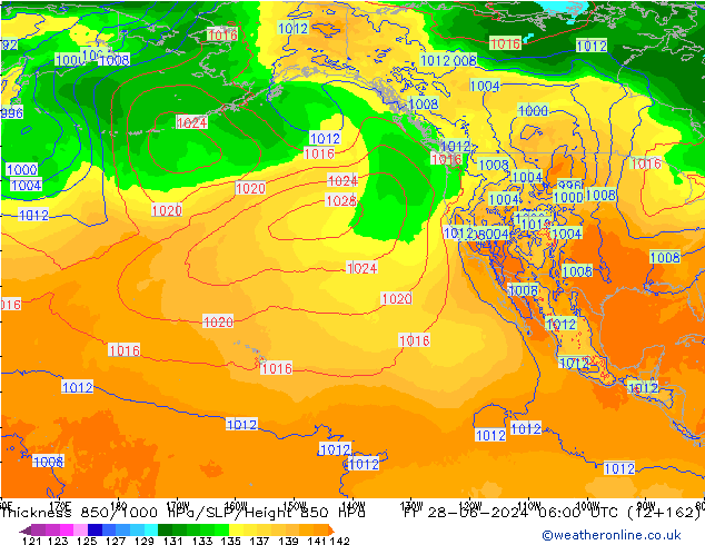 Thck 850-1000 hPa ECMWF Fr 28.06.2024 06 UTC